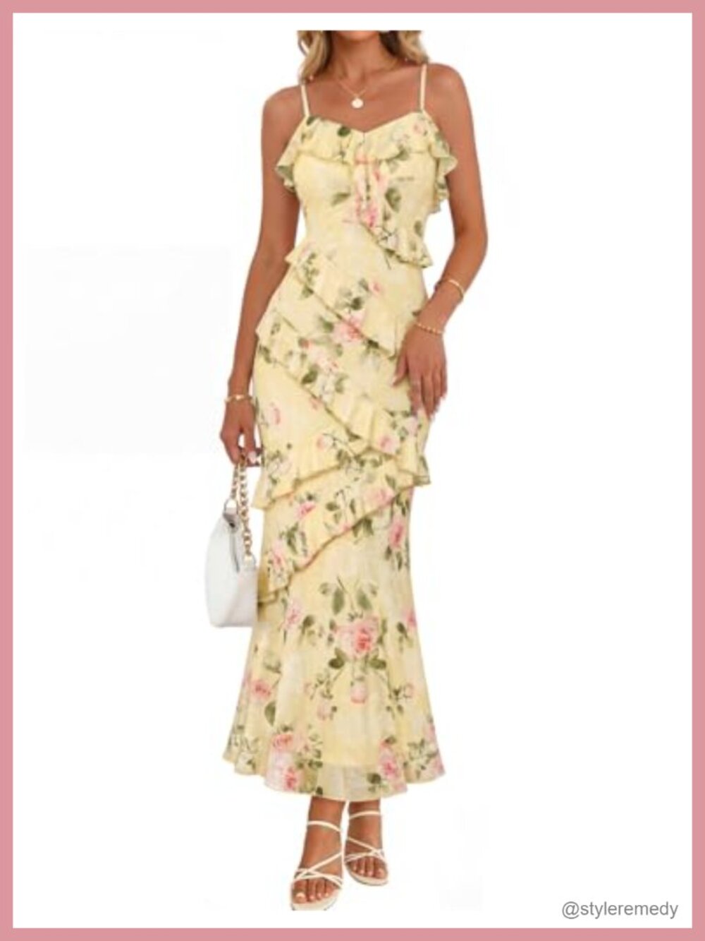 Floral Maxi Dress Spaghetti Strap Backless Wedding Guest Cocktail